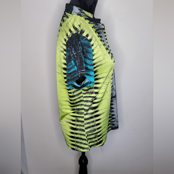 Jamie Sadock 1/4 Zip Short Sleeve 80's Pattern Golf Polo Shirt Top L - Picture 8 of 11